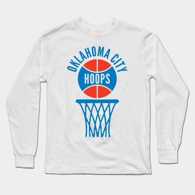 Retro Oklahoma City Hoops Logo Long Sleeve T-Shirt by Double-Double Designs